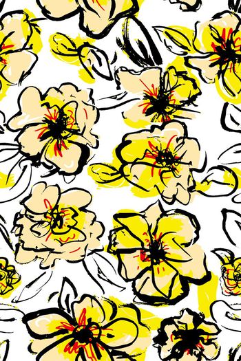 手绘线条印花华亿平台图片