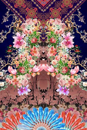 山水画印花华亿平台图片