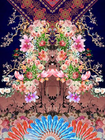 山水画印花华亿平台图片