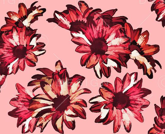 水彩花印花华亿平台图片