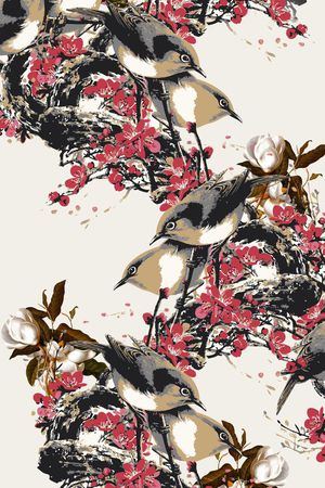 花鸟印花华亿平台图片