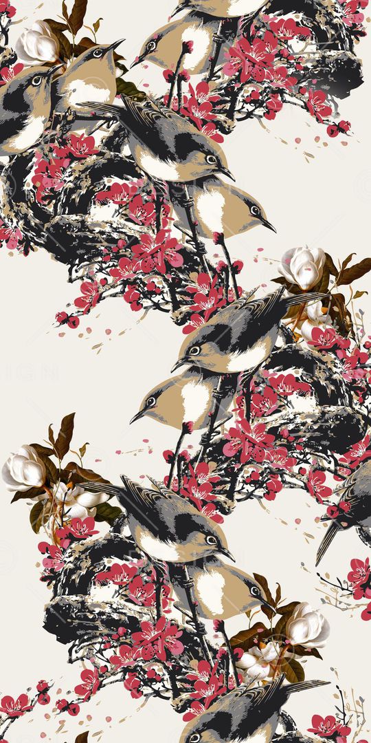 花鸟印花华亿平台图片