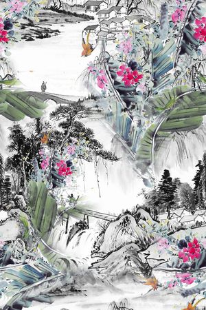 中国风印花华亿平台图片