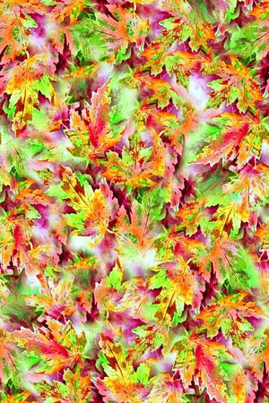 抽象手绘水彩植物叶子数码印花印花华亿平台图片