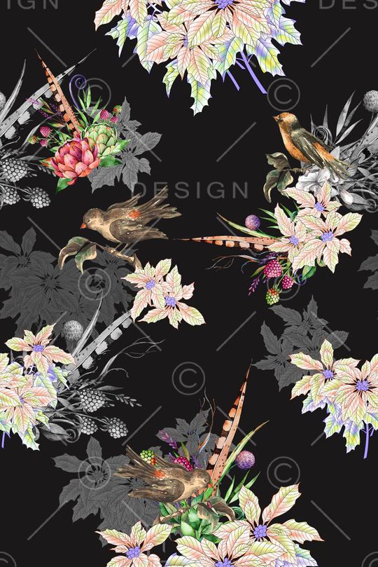 花鸟印花华亿平台图片