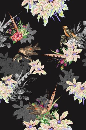 花鸟印花华亿平台图片