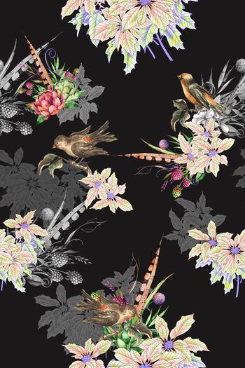 花鸟印花华亿平台图片