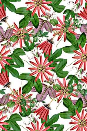 抽象手绘满版花卉草木印花华亿平台图片