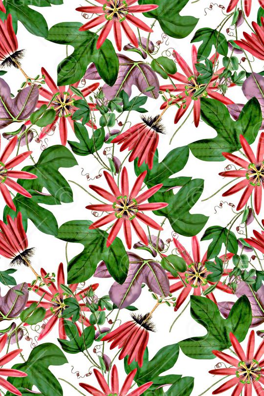 抽象手绘满版花卉草木印花华亿平台图片