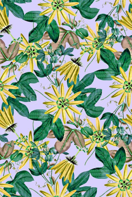 抽象手绘满版花卉草木印花华亿平台图片