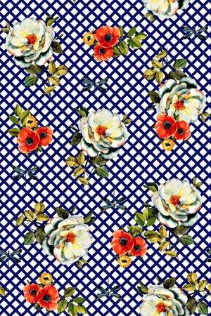 抽象手绘满版花卉印花华亿平台图片