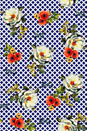 抽象手绘满版花卉印花华亿平台图片