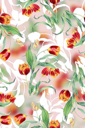 抽象手绘复古纹理花卉印花华亿平台图片