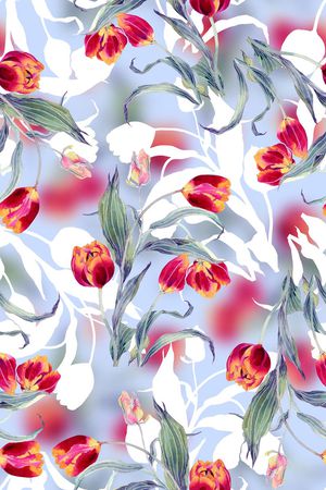 抽象手绘复古纹理花卉印花华亿平台图片