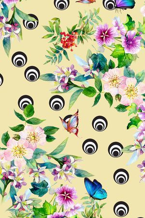 水彩花印花华亿平台图片