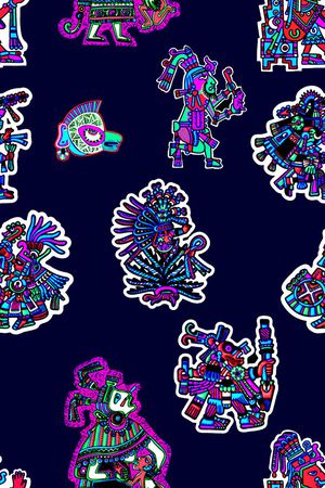 抽象手绘人物剪纸印花印花华亿平台图片