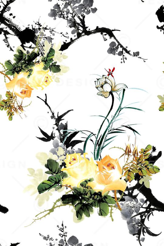 水墨印花华亿平台图片