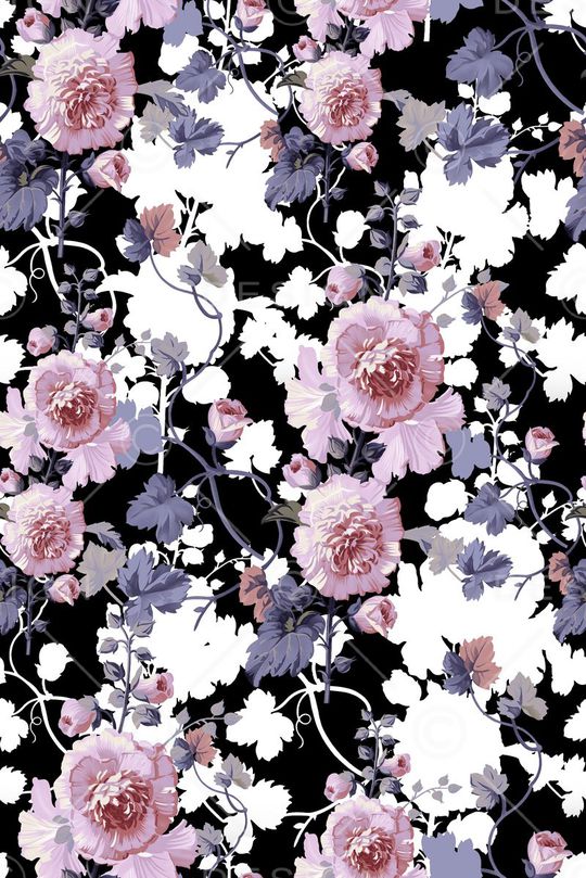 抽象手绘几何清爽花卉印花华亿平台图片