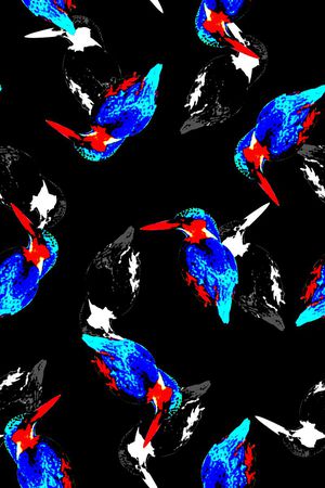 抽象手绘水彩画鸟数码印花印花华亿平台图片