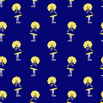 708441-撑雨伞的女孩蓝