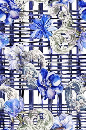 欧式卷草印花华亿平台图片