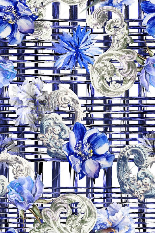 欧式卷草印花华亿平台图片