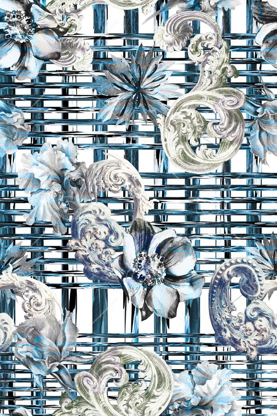 欧式卷草印花华亿平台图片