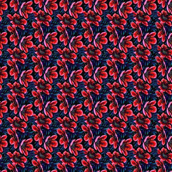 708561-蓝花朵叶子红