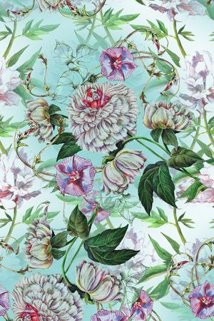 蓝色印花华亿平台图片