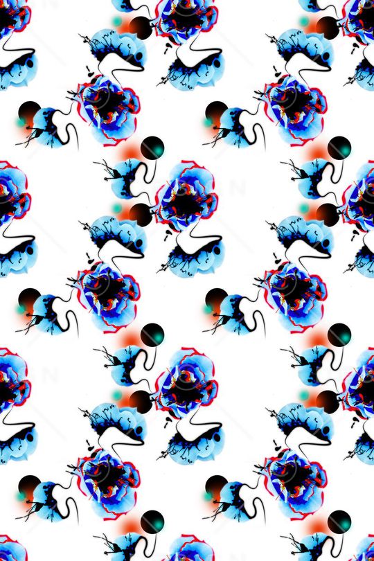 手绘抽象印花华亿平台图片