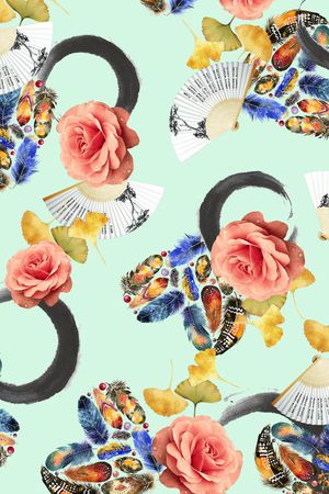 水彩羽毛印花华亿平台图片