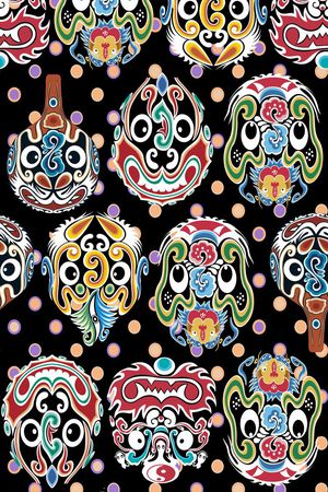 脸谱印花华亿平台图片