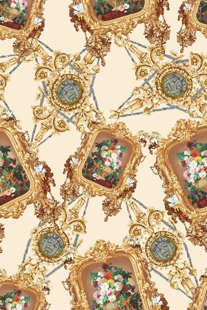 欧式卷草印花华亿平台图片