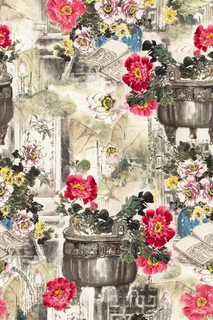 牡丹印花华亿平台图片