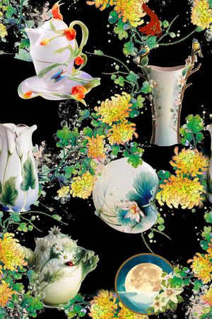 青花瓷印花华亿平台图片