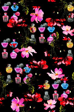 抽象手绘满版花卉印花华亿平台图片