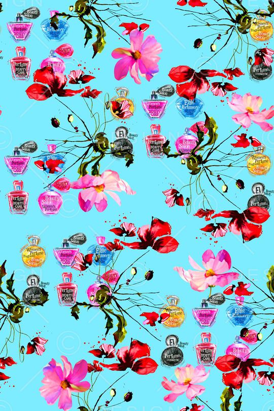 抽象手绘满版花卉印花华亿平台图片