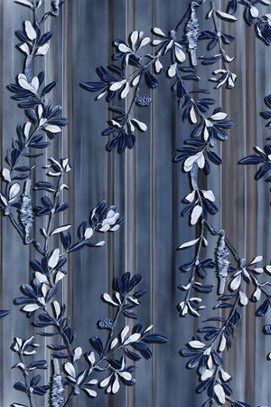 抽象手绘满版树叶印花华亿平台图片