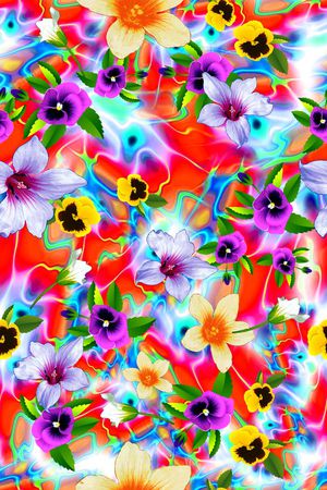 清爽手绘大花卉印花华亿平台图片