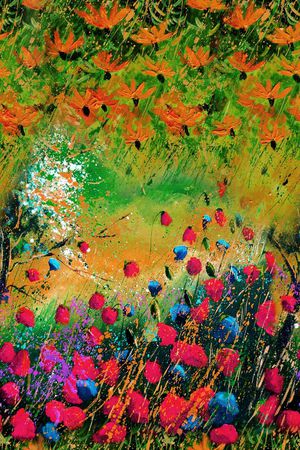 油画花卉印花华亿平台图片