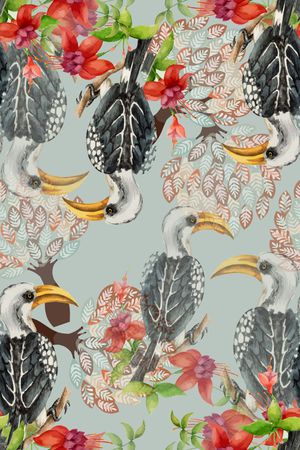 鸟昆虫图案印花华亿平台图片