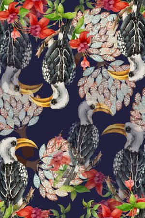 鸟昆虫图案印花华亿平台图片