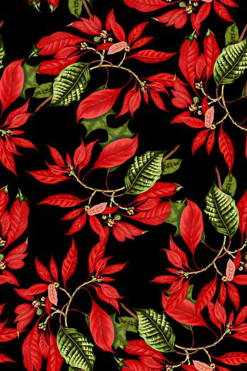 抽象手绘满版树叶纹理印花华亿平台图片