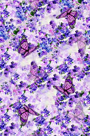 抽象手绘满版花卉印花华亿平台图片