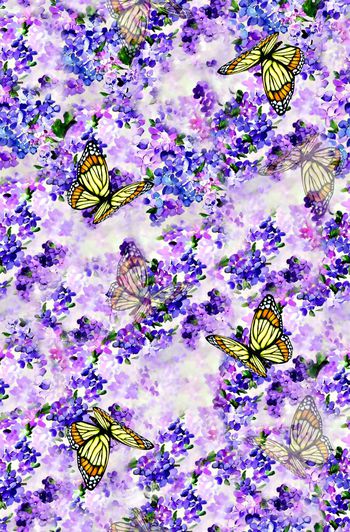 抽象手绘满版花卉印花华亿平台图片