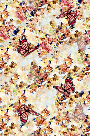 抽象手绘满版花卉印花华亿平台图片