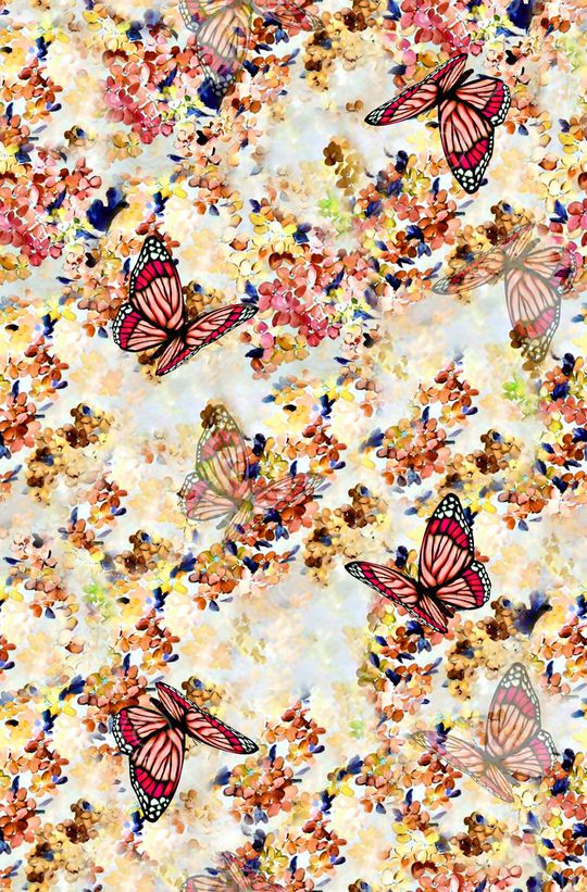 抽象手绘满版花卉印花华亿平台图片