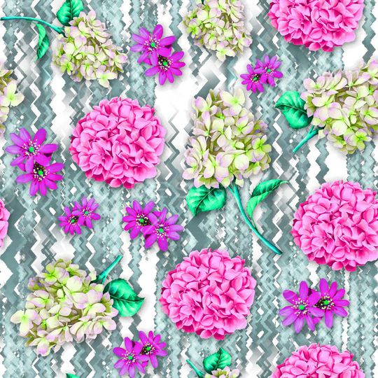 绣球花沙影印花华亿平台图片