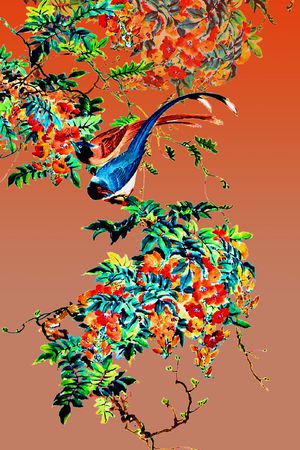 抽象手绘水墨画中国风数码印花印花华亿平台图片