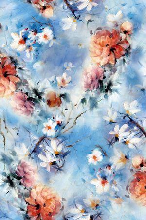 油画小花印花华亿平台图片